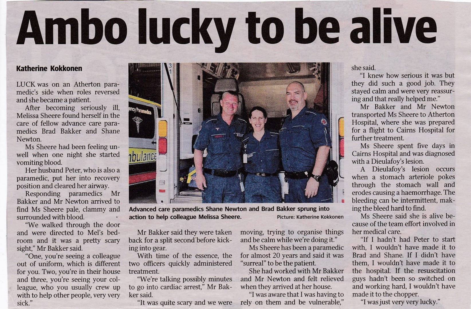 Newspaper article about our first aid experience